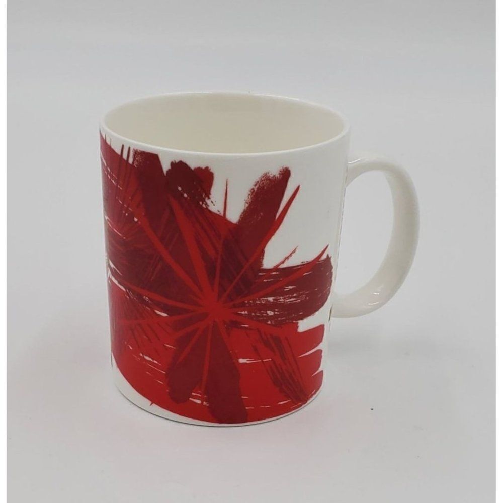 Starbucks Coffee Mug Christmas 2014 Poinsettia Red Flower Gold Cup 12oz